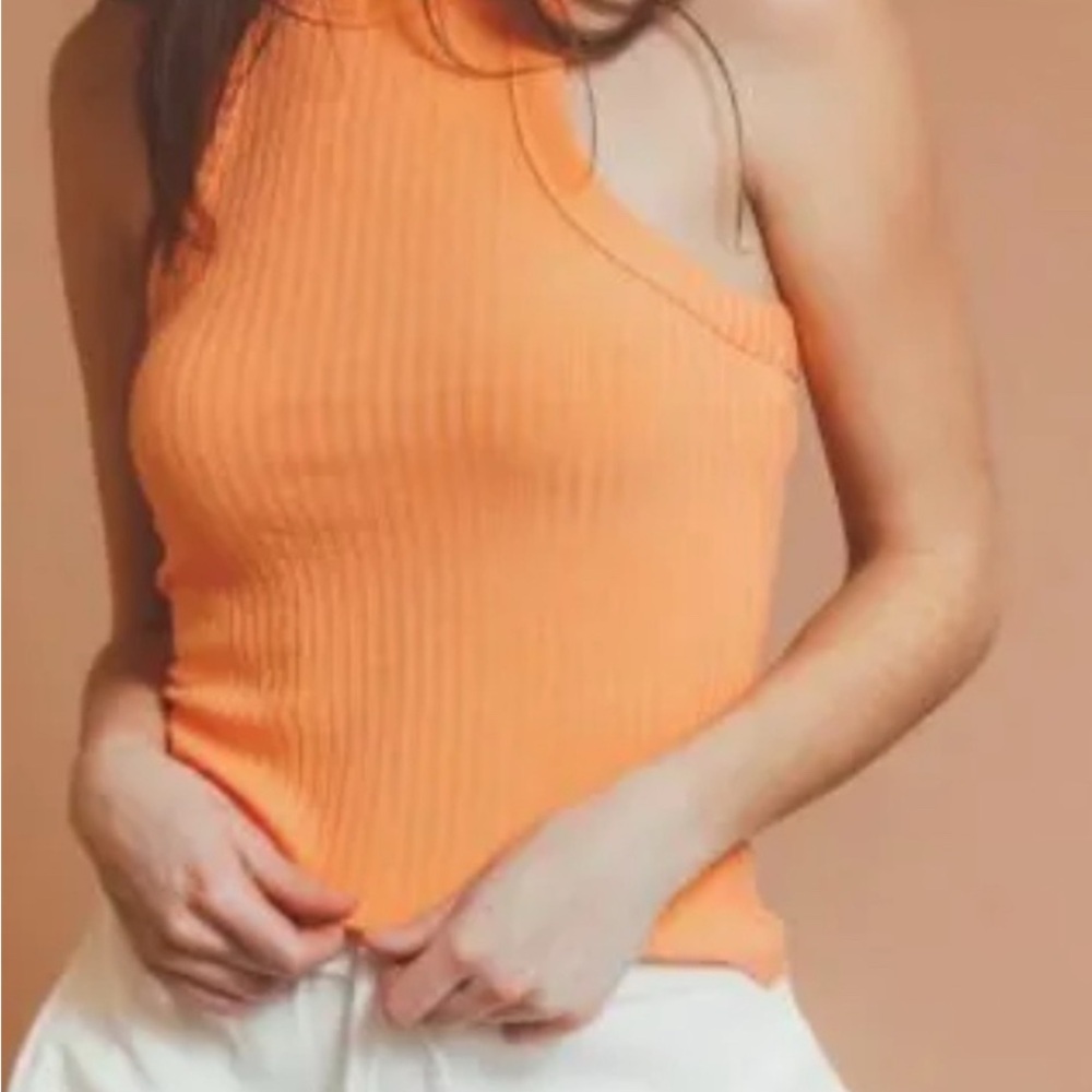Free People Movement Coral Orange Ribbed Racerback Top. Size M. - Picture 2 of 8